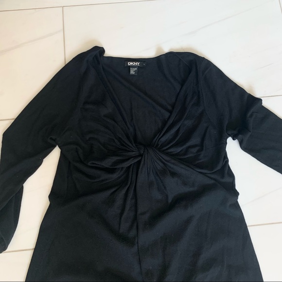 ♡ DKNY Knotted Silk & Cashmere 3/4 Sleeve Sweater - Picture 2 of 3